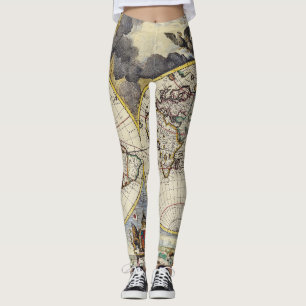 Legging Mapa antigo antigo inspirado (4)