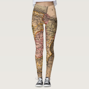 Legging Mapa antigo antigo inspirado (5)