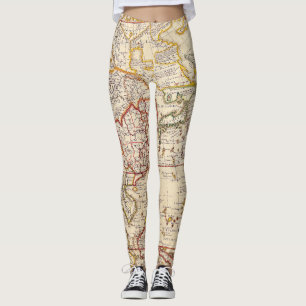 Legging Mapa antigo antigo inspirado (6)