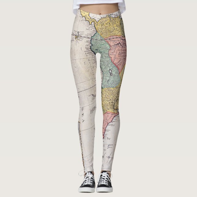 Legging Mapa antigo antigo inspirado (8) (Frente)