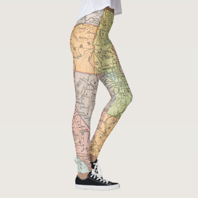 Legging Mapa Antigo dos Estados Unidos Ocidentais (Direita)