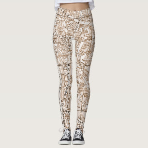 Legging Mapa de ruas antigo de Paris