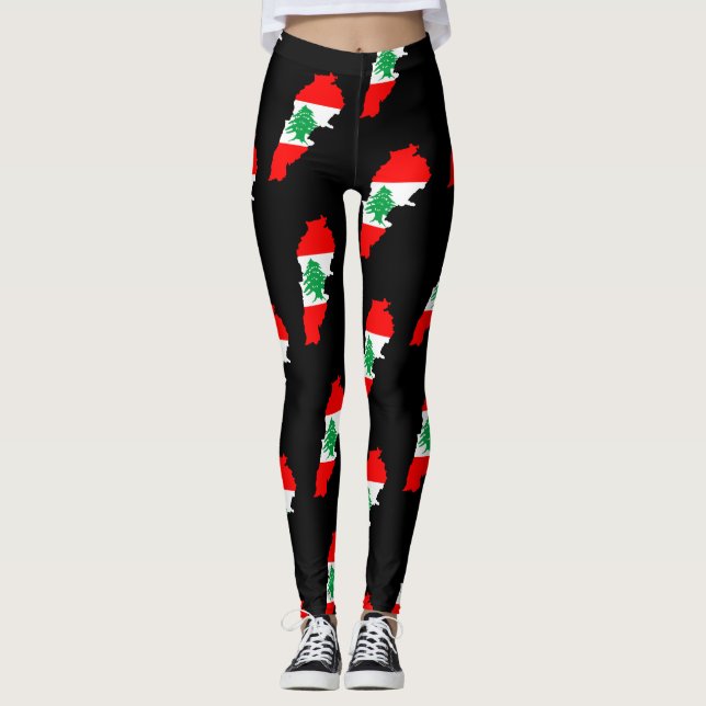 Legging Mapa do Líbano com Bandeira (Frente)
