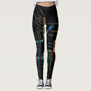 Legging Mapa do metrô de Chicago com trem para TIE DYE COL