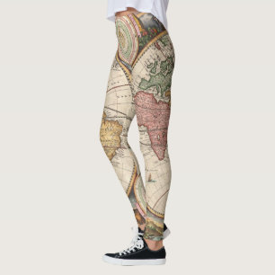 Legging Mapa do mundo antigo em dois hemisférios