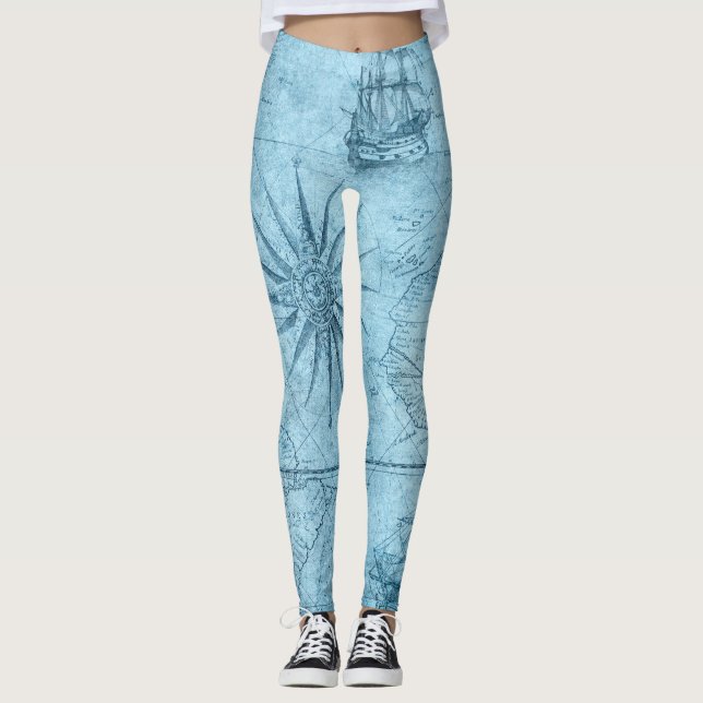 Legging Mapa do Mundo Azul (Frente)