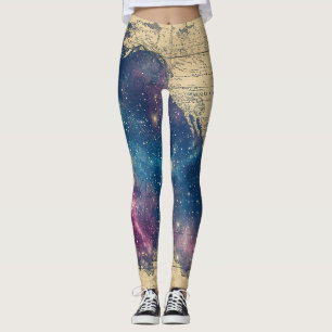 Legging Mapa do Mundo Celestial de Roxo Vintage (6)