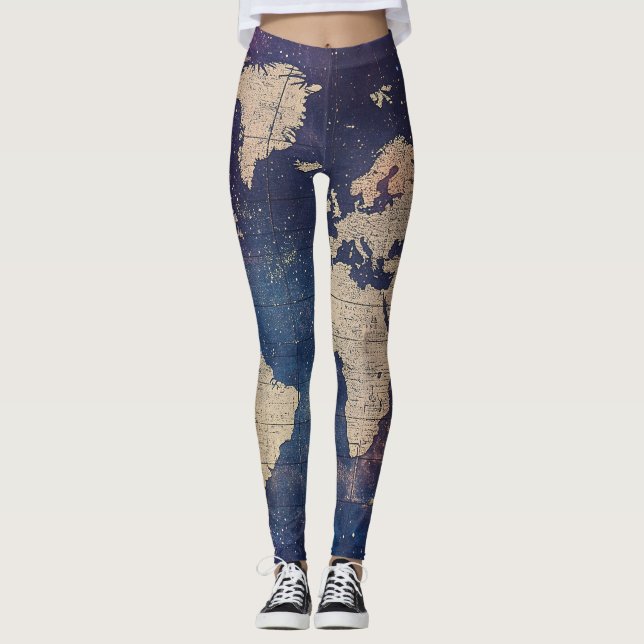 Legging Mapa do Mundo Celestial Roxo (11) (Frente)