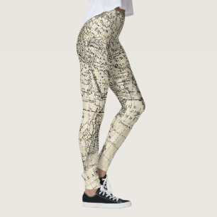 Legging Mapa do vintage de Europa e de Ásia