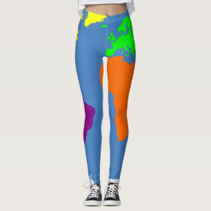 Legging Mapa dos Continentes em cores brilhantes