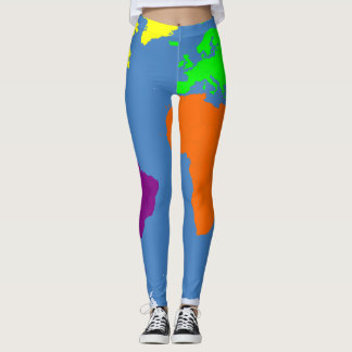 Legging Mapa dos Continentes em cores brilhantes