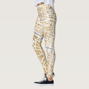 Legging Mapa dourado da cidade de Paris