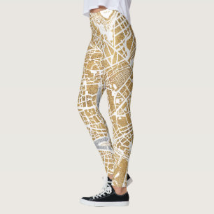 Legging Mapa dourado da cidade de Roma