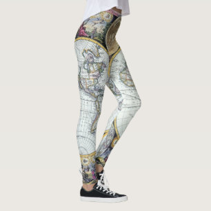 Legging Mapa Mundial Antiquado, Atlas Maritimus por John S