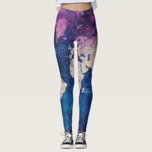 Legging Mapa Mundial Celestial Roxo Renascença