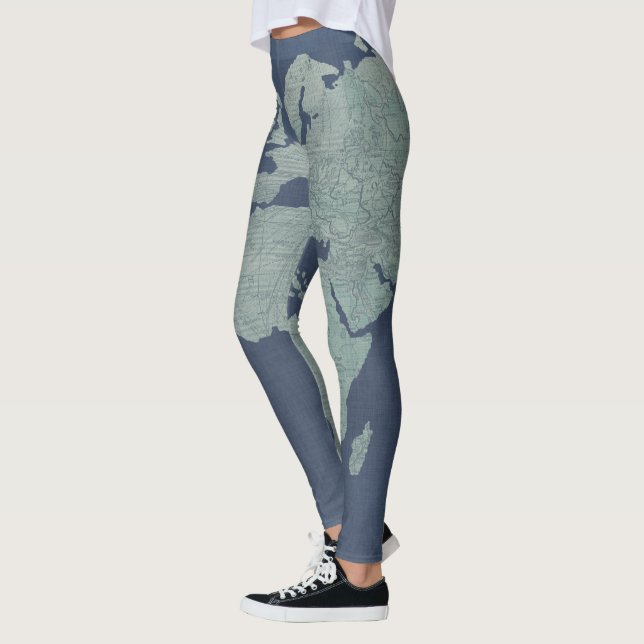 Legging Mapa Mundial de Linen Azul (Esquerda)