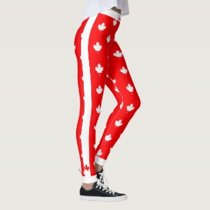 Legging Mapeamento Canadiano em Vermelho e Branco