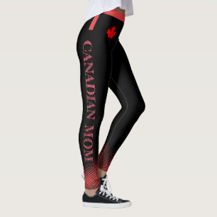 Legging Mapeamento vermelho com MOM canadense em texto cor