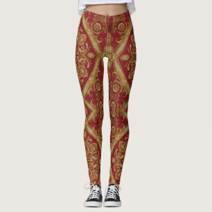Legging Mara Trombeta Glória Dourado Vermelho Ornate: Luxo