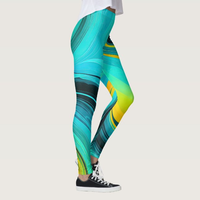 Legging "Marbella" Blue Yellow Swirings Waves (Direita)