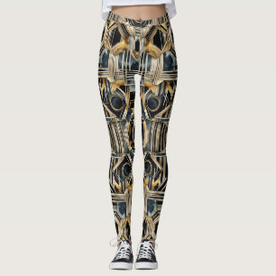 Legging Marble Black and gold Jazzy Geométrico de Art-deco