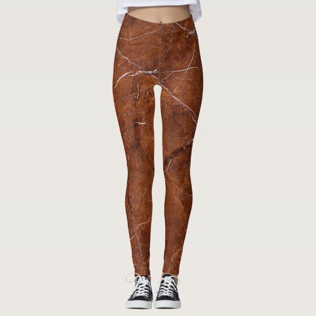 Legging Marble Brown Glossy: Fundo de Textura de Luxo (Frente)