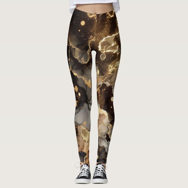 Legging Marble castanho com pontos (Frente)