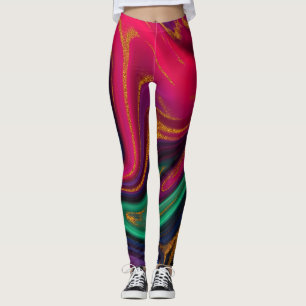 Legging Marble e Glitter Dourado