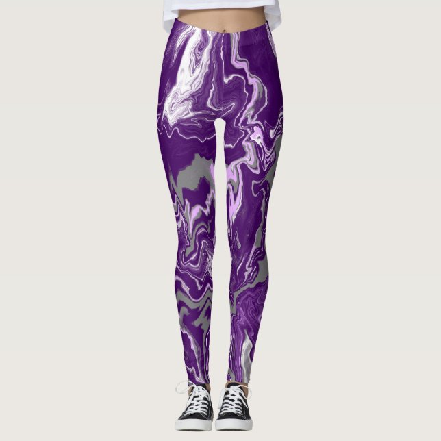 Legging Marble Fluid Art Marble Roxo (Frente)