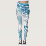 Legging Marble Moderno Branco e Azul<br><div class="desc">Leggings modernas e únicas que apresentam impressão de mármore azul e branco. Outras cores estão disponíveis.</div>