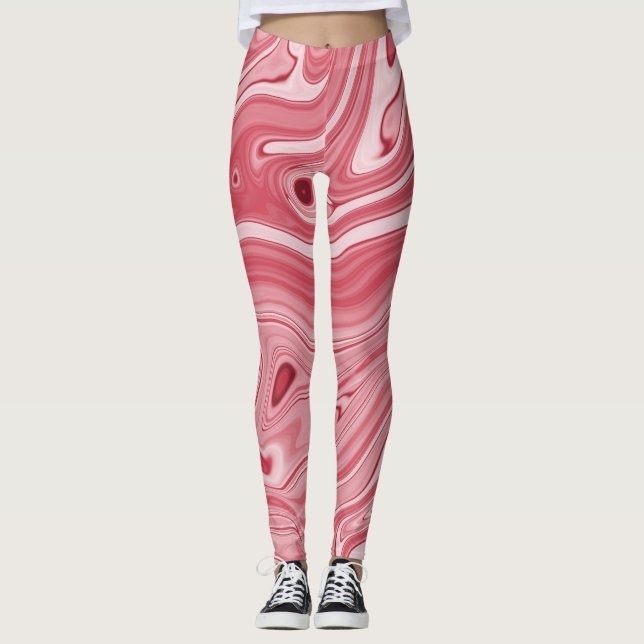 Legging Marbling Art: Red Abstrato Elegance. (Frente)