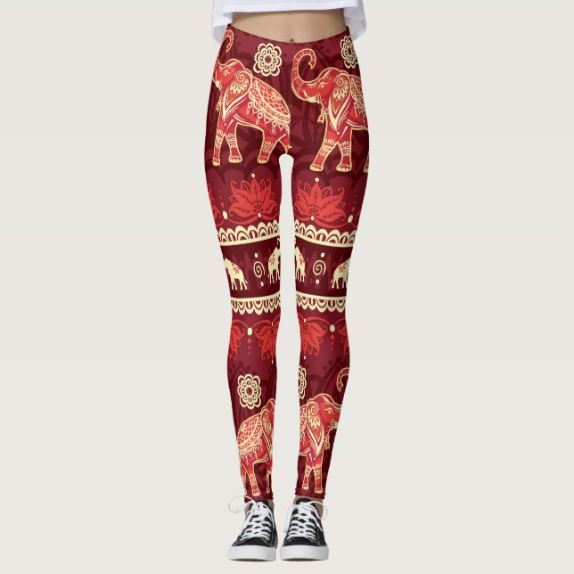 Legging Marcha dos Elefantes: Padrão Espetacular Sem Olhos (Frente)