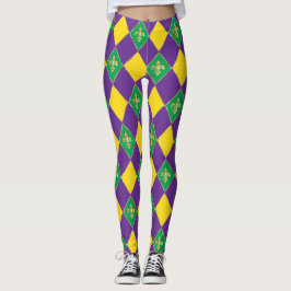 Legging Mardi Gras Carnaval de Fleur de Lis Diamond Harleq