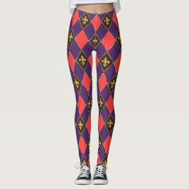 Legging Mardi Gras - Carnaval Fleur de Lis Diamond Decore