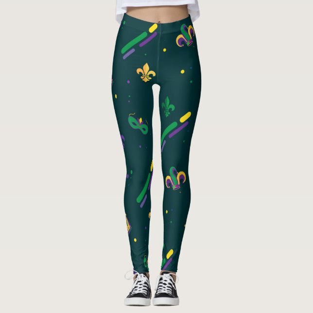 Legging Mardi Gras Carnaval Fleur de Lis Diamond Harlequin (Frente)