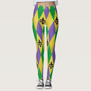 Legging Mardi Gras Harlequin Fleur De Lis