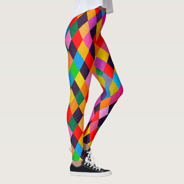 Legging MARDI GRAS HARLEQUIN PATTERN Colorida Rhombi (Direita)