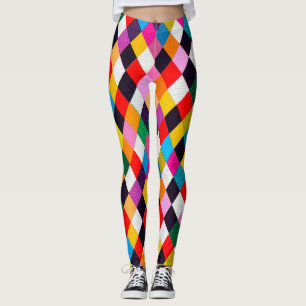Legging MARDI GRAS HARLEQUIN PATTERN Colorida Rhombi