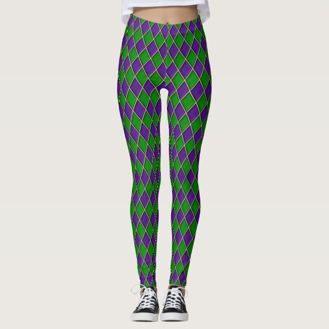 Legging Mardi Gras Leggings, Diamond Harlequin Jester (Frente)