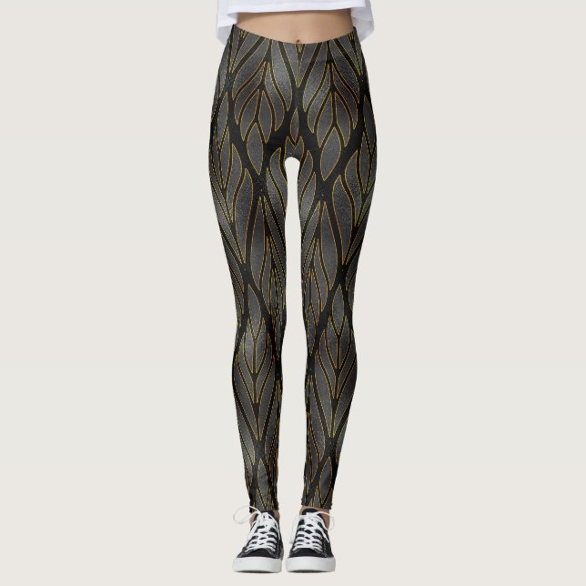 Legging Mardi Gras Leggings, Mardi Gras Black e Dourado (Frente)