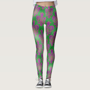 Legging Mardi Gras Leggings, Mardi Gras Fleur de Lis