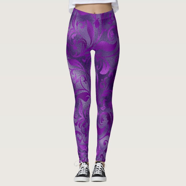 Legging Mardi Gras Leggings, Mardi Gras Purple Floral (Frente)