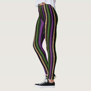 Legging Mardi Gras - Linhas Verticais Ouro Glitter NOLA