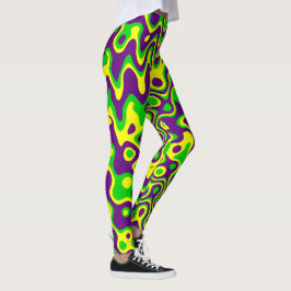 Legging [Mardi Gras Op-Art] Amarelo verde roxo