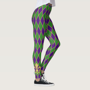 Legging Mardi Gras  Padrão de Diamante de Harlequin