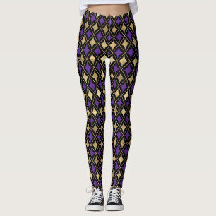 LEGGING MARDI GRAS PURPLE PEGAS ATIVAS DOURADAS NEGRAS