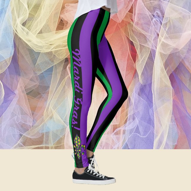 Legging Mardi Gras Skinny Stripes Calças para mulheres (Criador carregado)