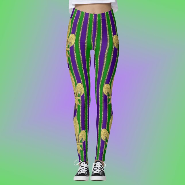 Legging Mardi Gras - Stripes Verticais e Fleur de Lys (Criador carregado)