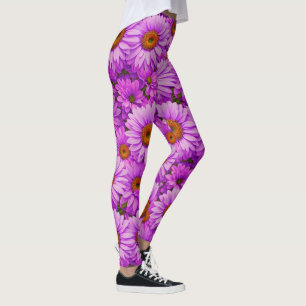 Legging Margarida rosa púrpura, cor-de-rosa-escuro floral