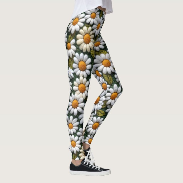 Legging Margaridas Brancas Crochê Flores Silvestres da Pri (Direita)